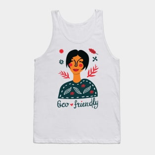 Eco friendly girl with botanical drawings Tank Top